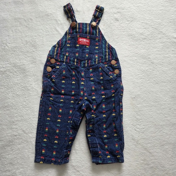 OshKosh B'gosh Other - vintage oshkosh b gosh Denim Overalls Cars Traffic Signal Crossback 3-6 Months